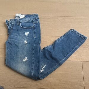 Victoria Beckham Distressed Blue Skinny Jeans